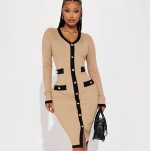 Endless Rose V-Neck Midi Dress - Nude/combo